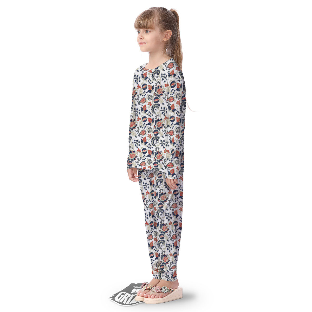 Flower Boho Paisley Print Pattern Kid's Pajamas-grizzshop