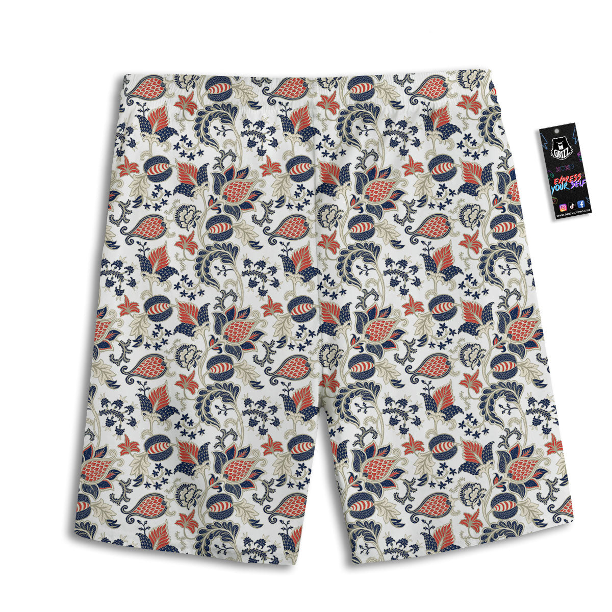 Flower Boho Paisley Print Pattern Men's Athletic Shorts