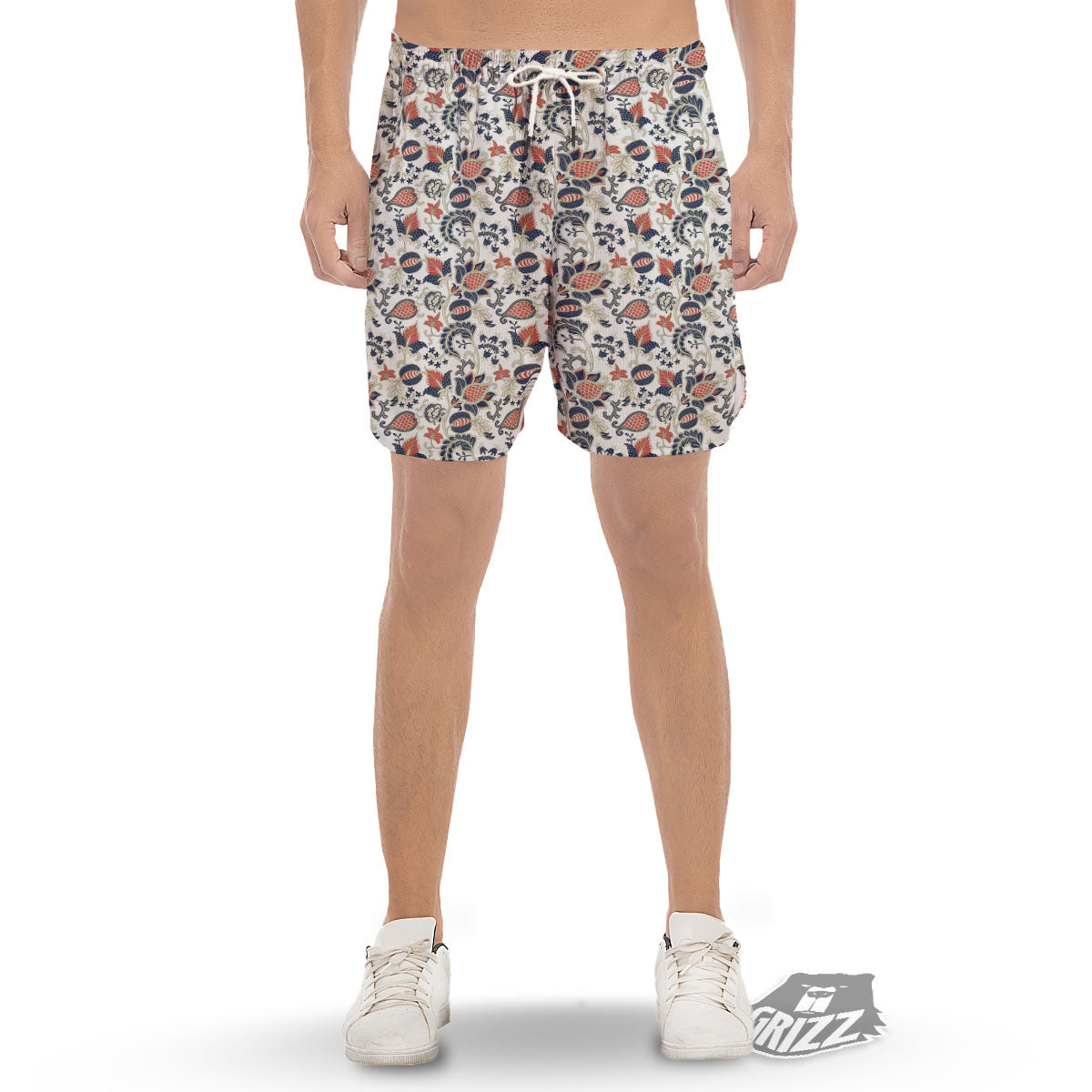 Flower Boho Paisley Print Pattern Men's Gym Shorts-grizzshop
