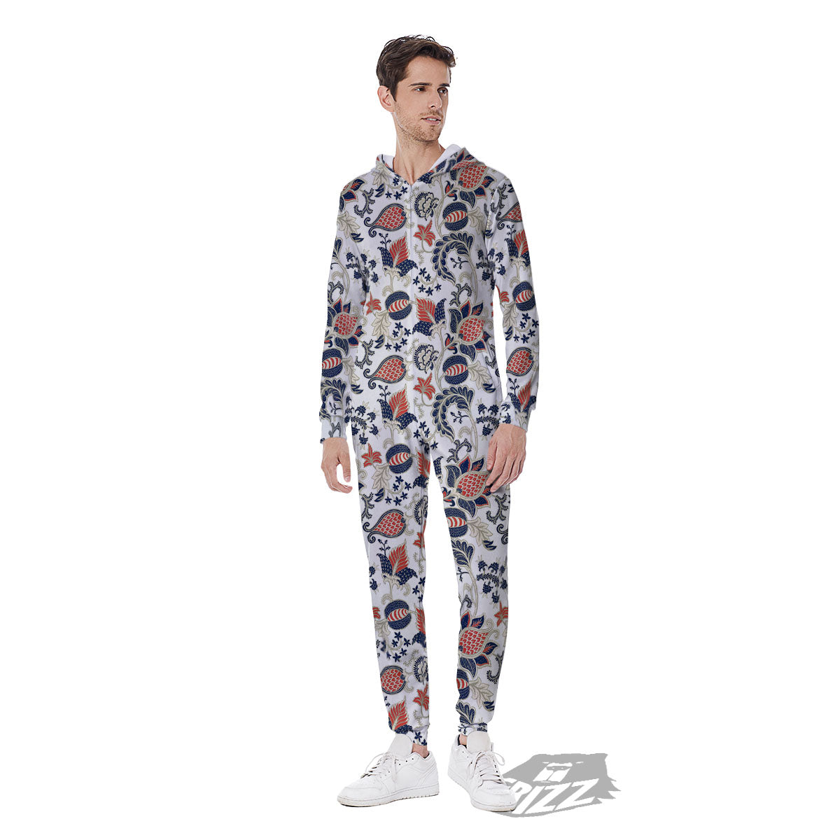 Flower Boho Paisley Print Pattern Men's Jumpsuit-grizzshop