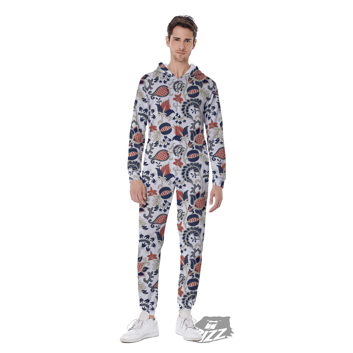 Flower Boho Paisley Print Pattern Men's Jumpsuit-grizzshop