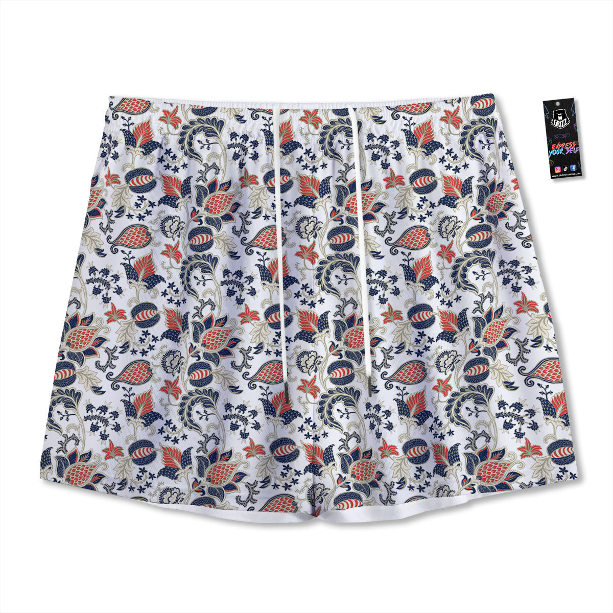 Fossil Dino Skeleton Print Pattern Mesh Shorts