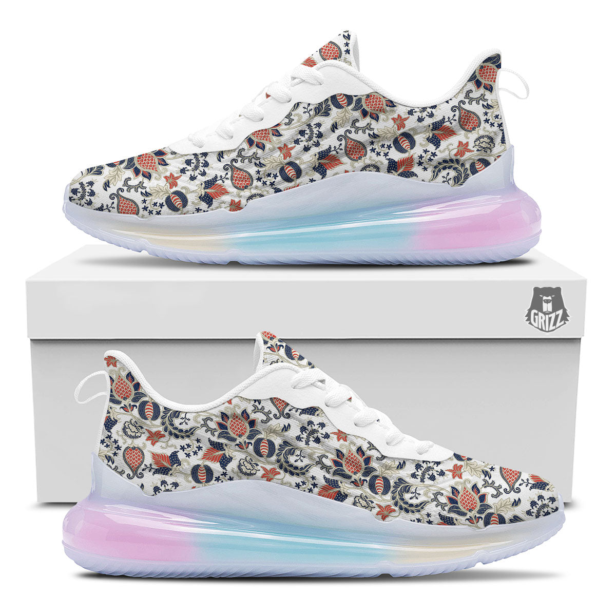 Flower Boho Paisley Print Pattern Running Sneakers-grizzshop