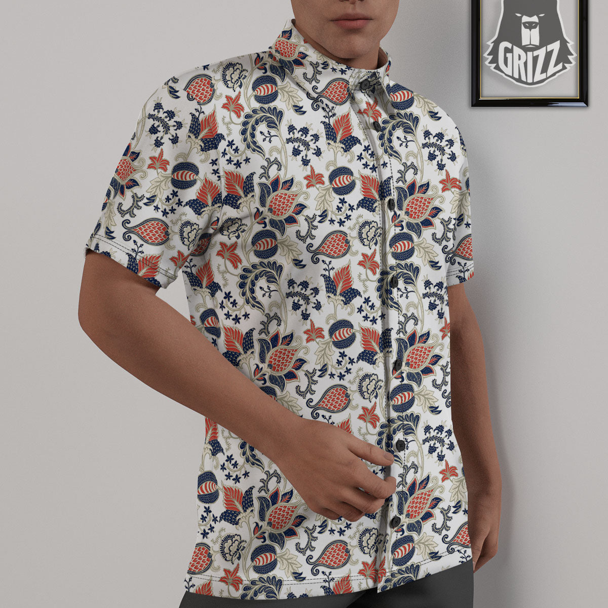 Flower Boho Paisley Print Pattern Untucked Shirts-grizzshop