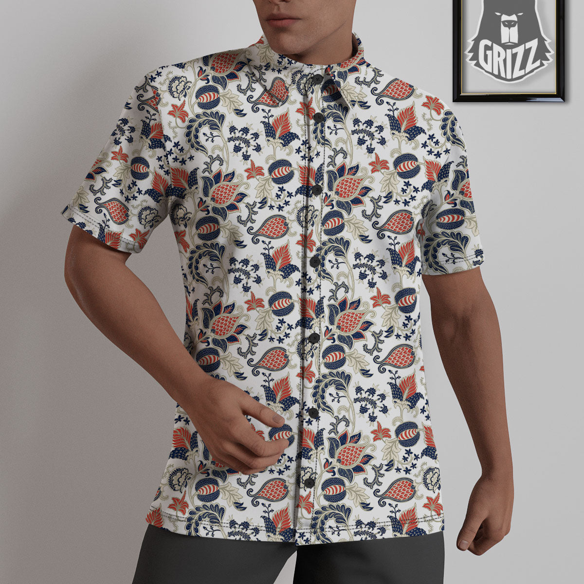 Flower Boho Paisley Print Pattern Untucked Shirts-grizzshop