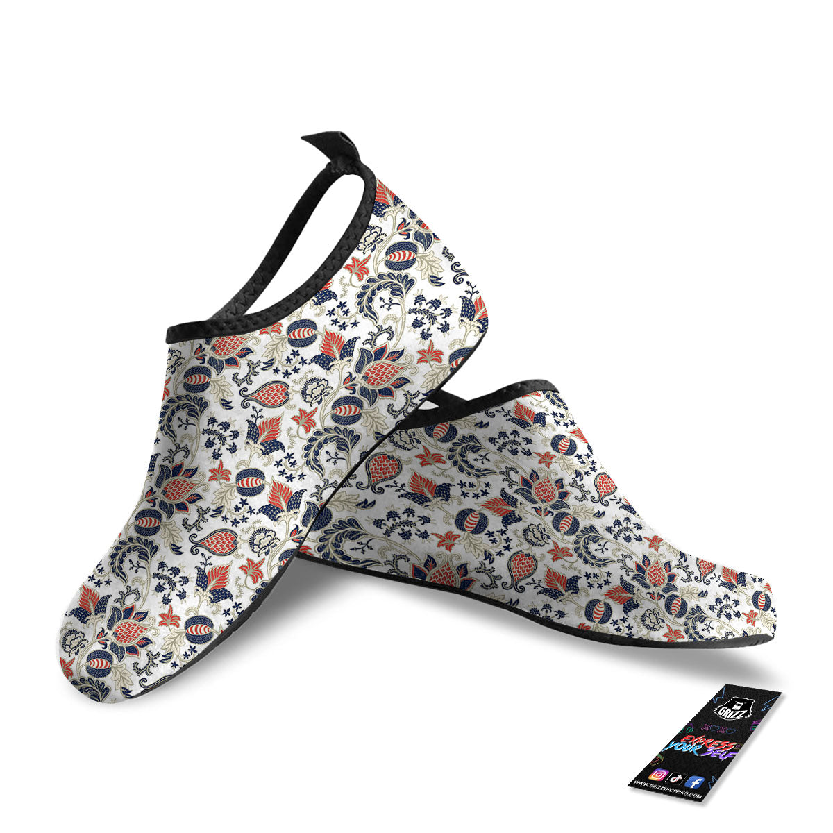 Flower Boho Paisley Print Pattern Water Shoes-grizzshop