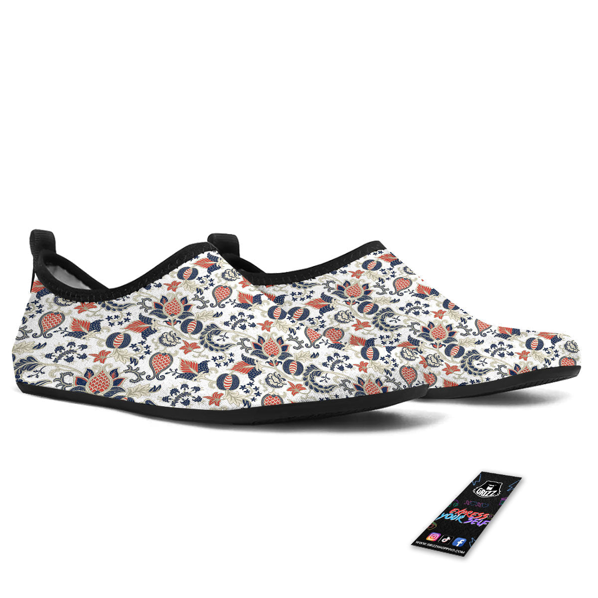 Flower Boho Paisley Print Pattern Water Shoes-grizzshop