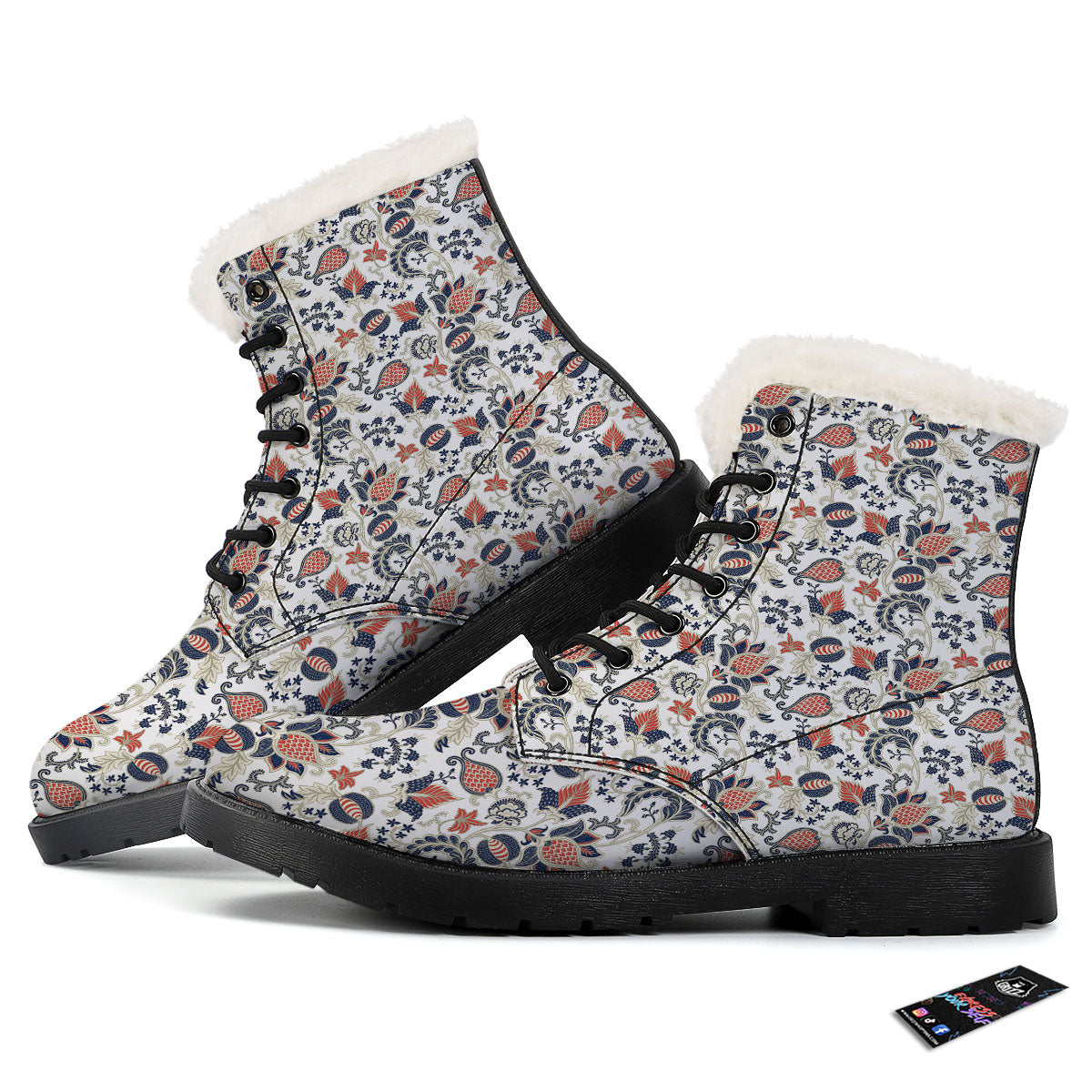 Flower Boho Paisley Print Pattern Winter Boots-grizzshop