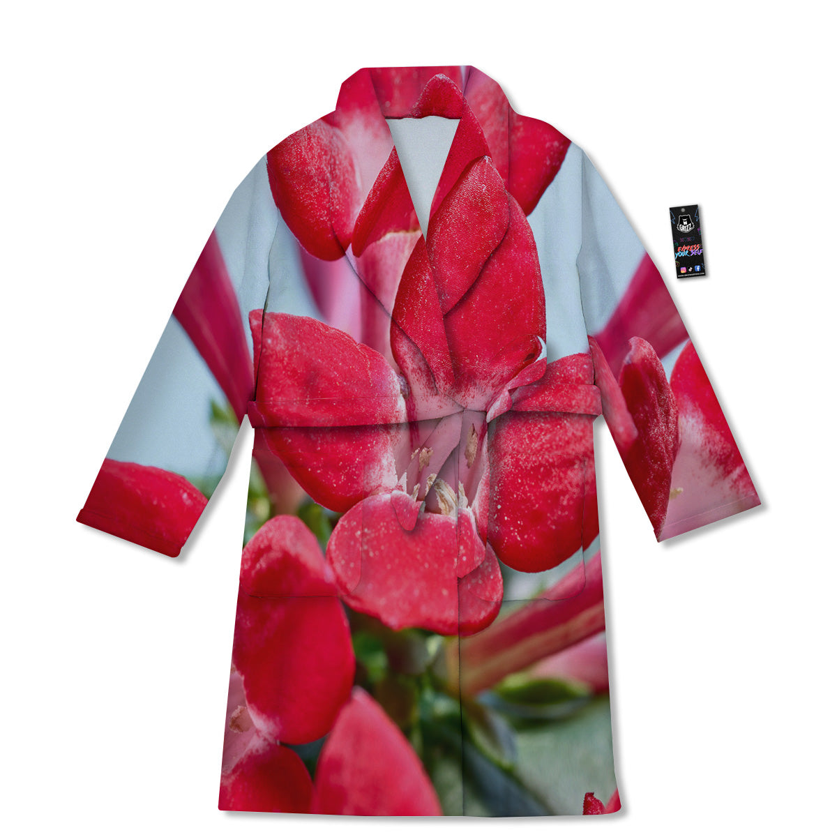 Flower Bouvardia Print Bathrobe-grizzshop