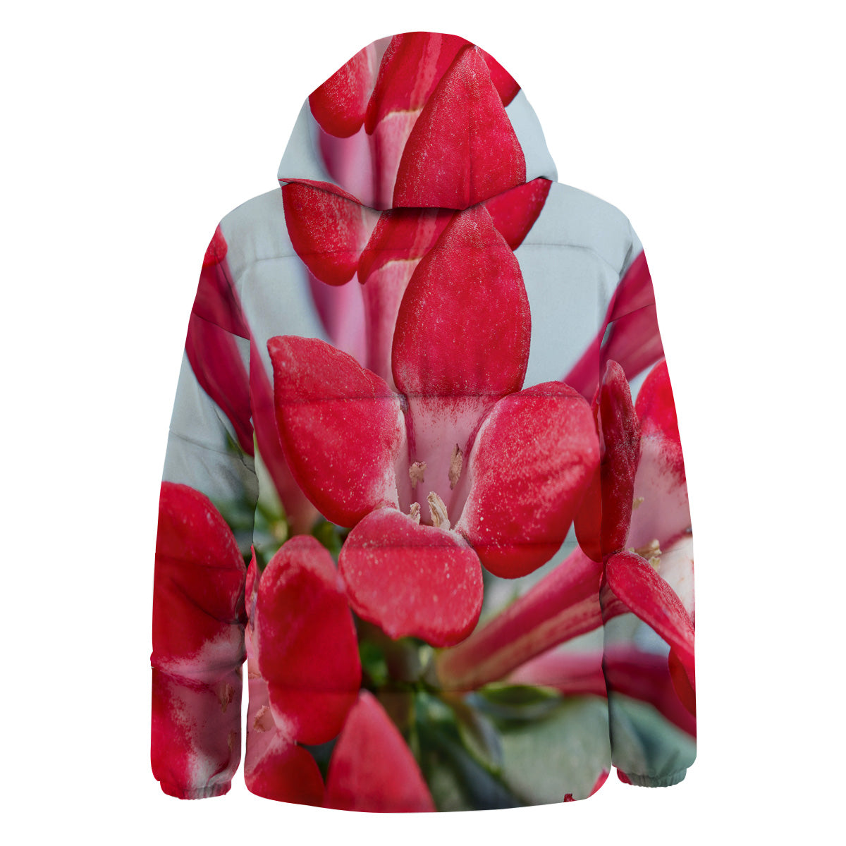 Flower Bouvardia Print Down Jacket-grizzshop
