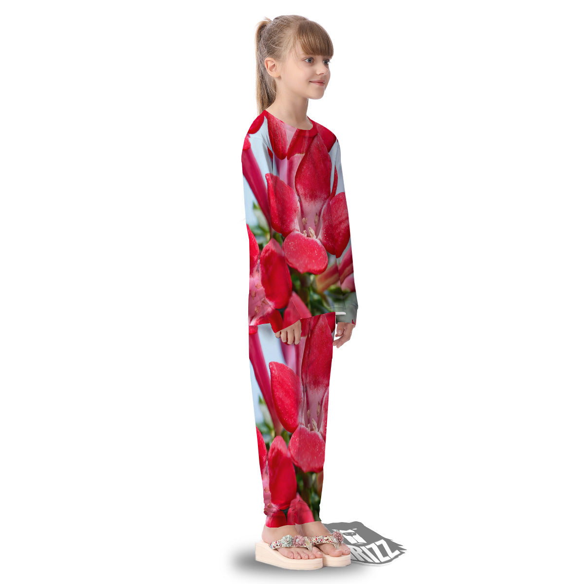 Flower Bouvardia Print Kid's Pajamas-grizzshop