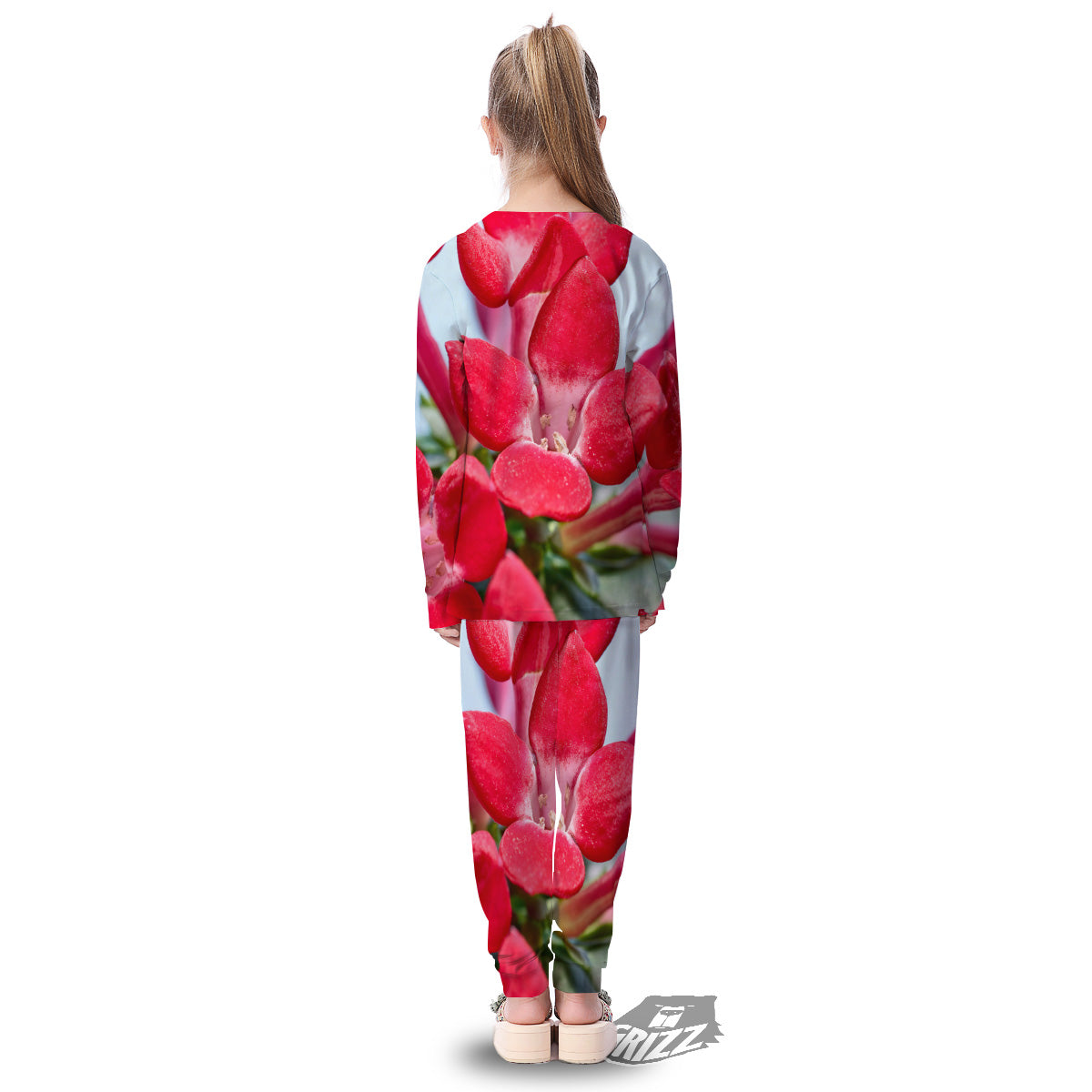 Flower Bouvardia Print Kid's Pajamas-grizzshop