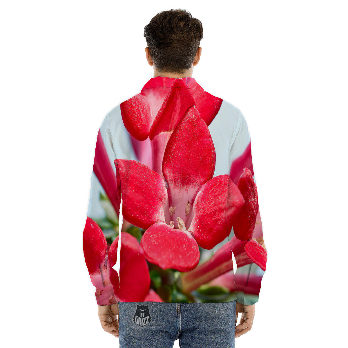 Flower Bouvardia Print Men's Dress Shirts-grizzshop