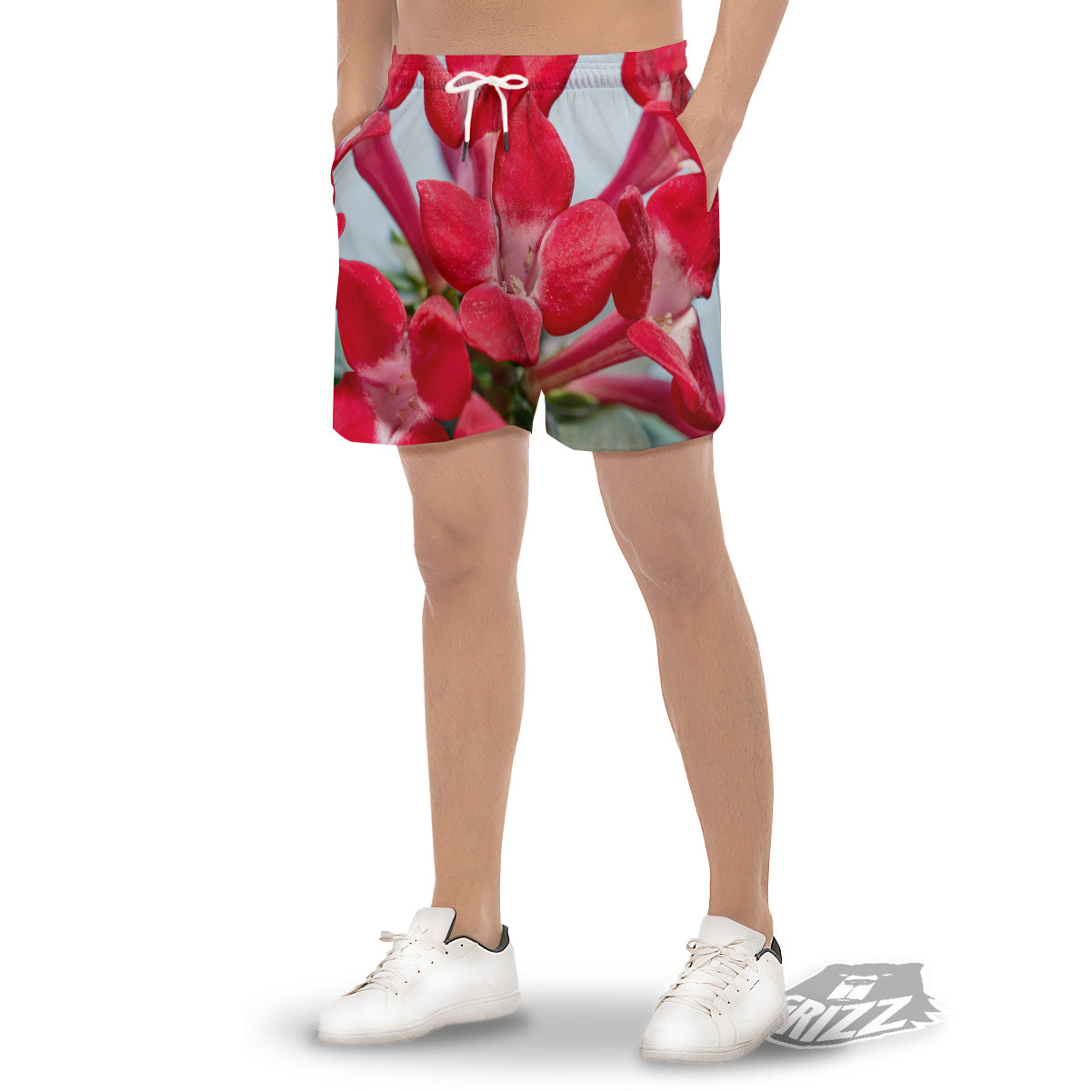 Flower Bouvardia Print Men's Gym Shorts-grizzshop