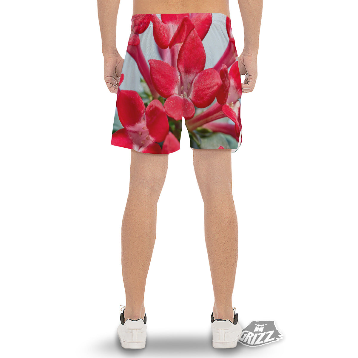 Flower Bouvardia Print Men's Gym Shorts-grizzshop