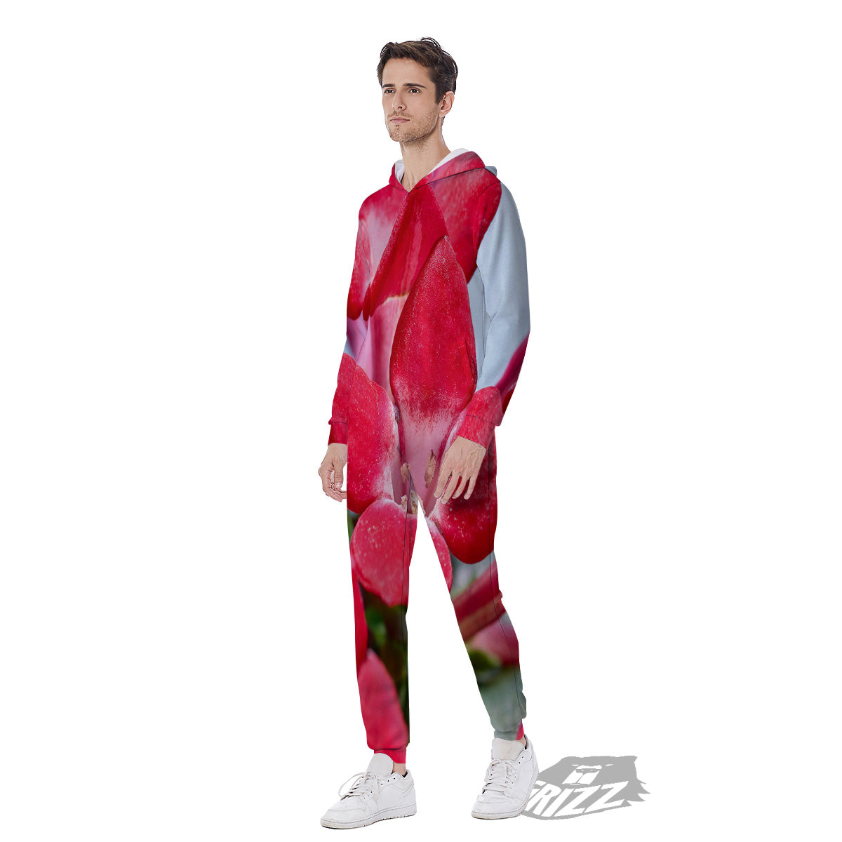 Flower Bouvardia Print Men's Jumpsuit-grizzshop