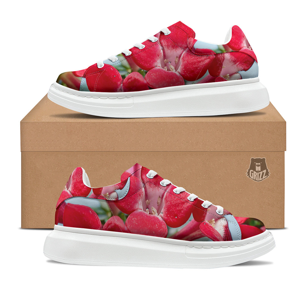 Flower Bouvardia Print Platform Shoes-grizzshop