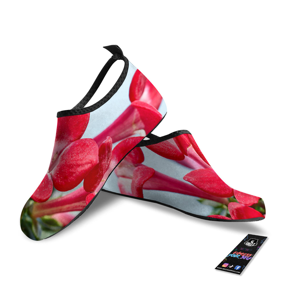 Flower Bouvardia Print Water Shoes-grizzshop