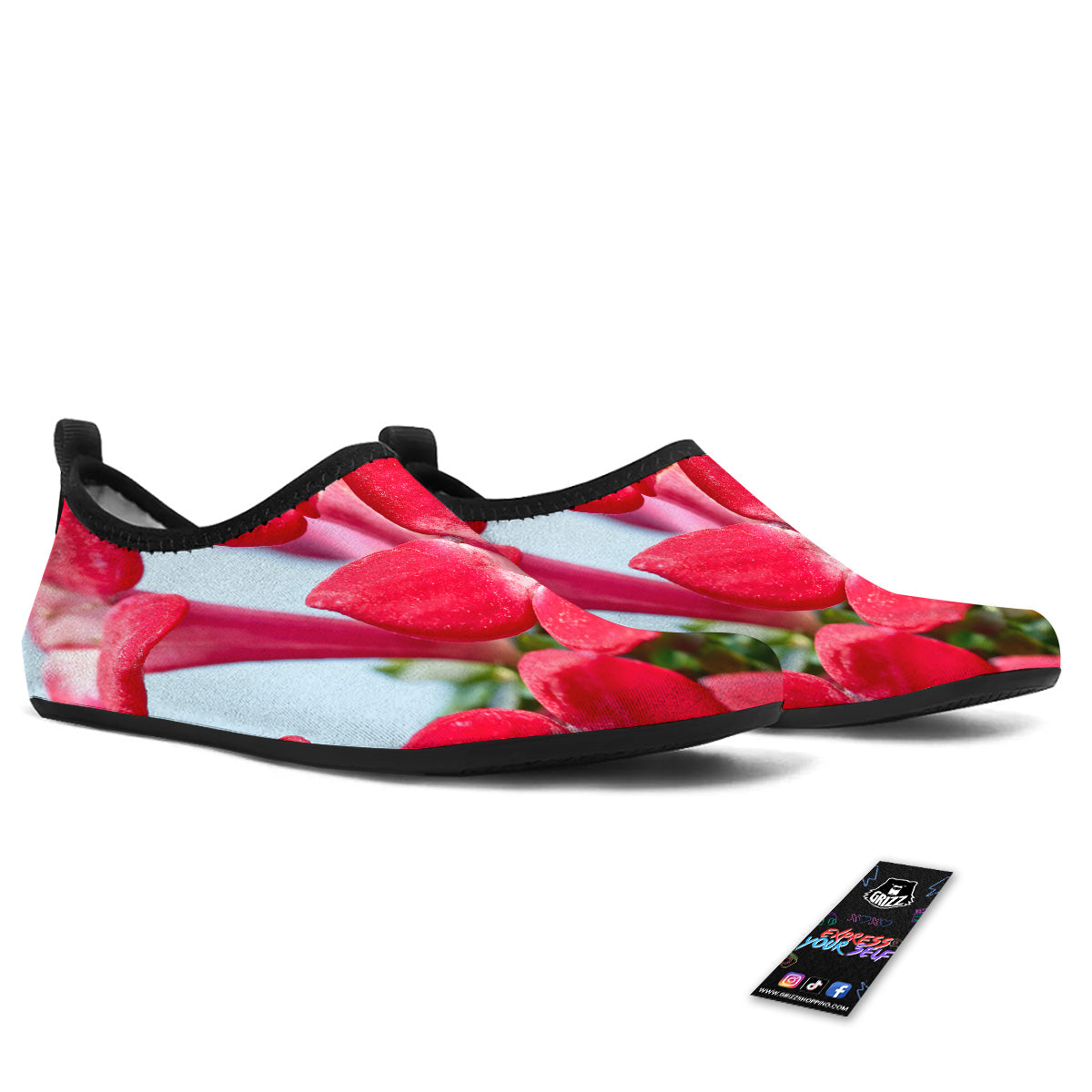 Flower Bouvardia Print Water Shoes-grizzshop