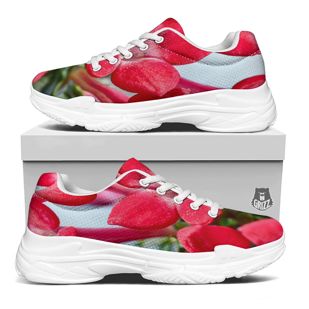 Flower Bouvardia Print White Chunky Shoes-grizzshop