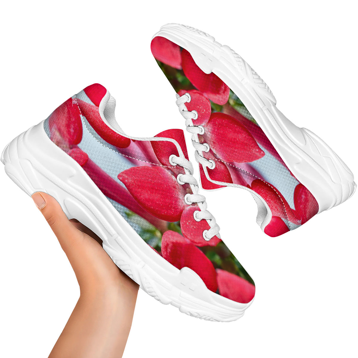 Flower Bouvardia Print White Chunky Shoes-grizzshop