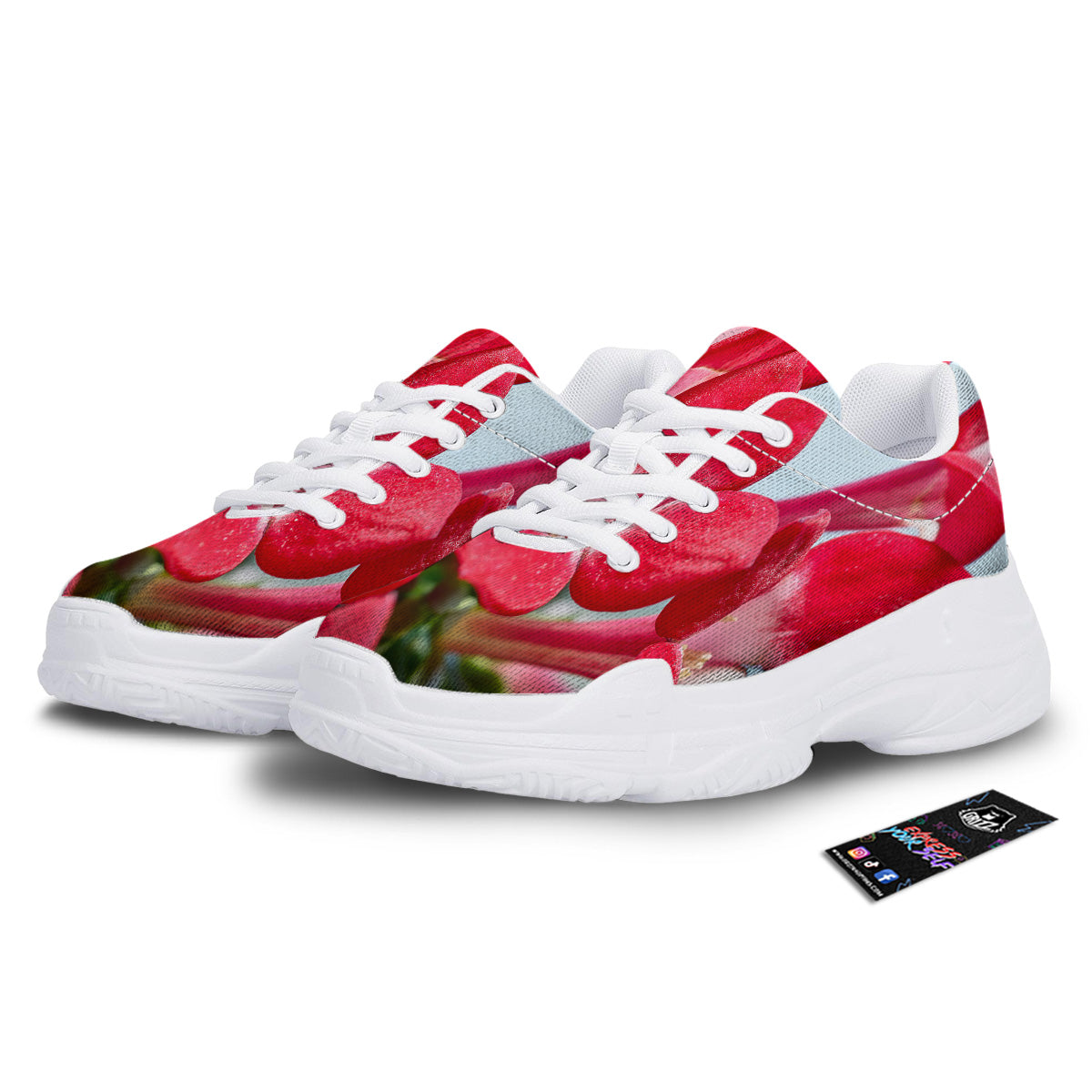 Flower Bouvardia Print White Chunky Shoes-grizzshop