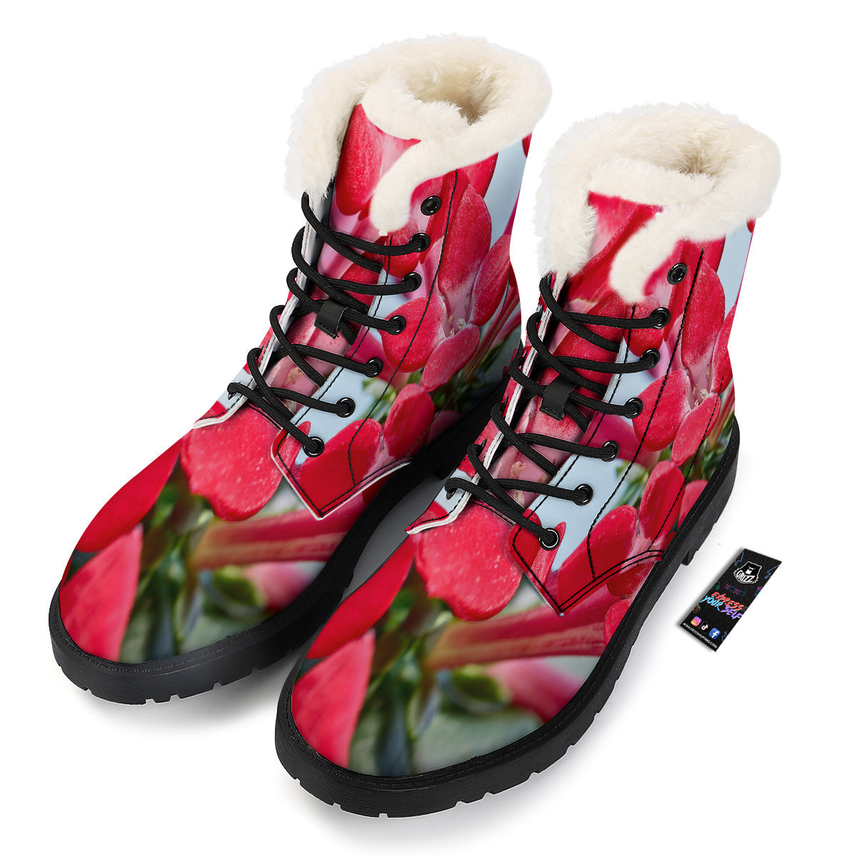 Flower Bouvardia Print Winter Boots-grizzshop