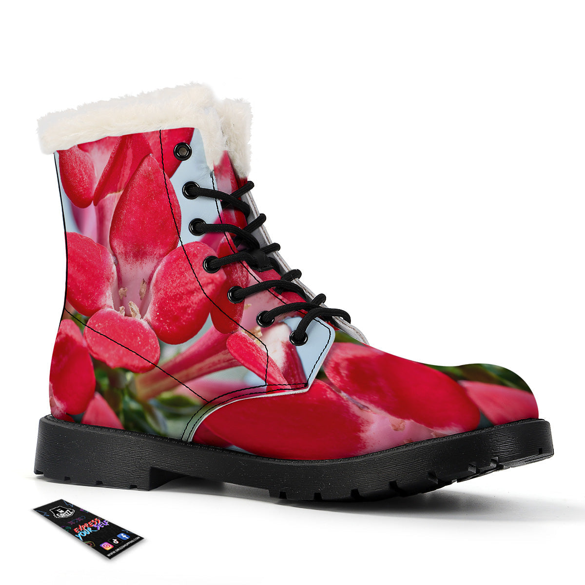 Flower Bouvardia Print Winter Boots-grizzshop