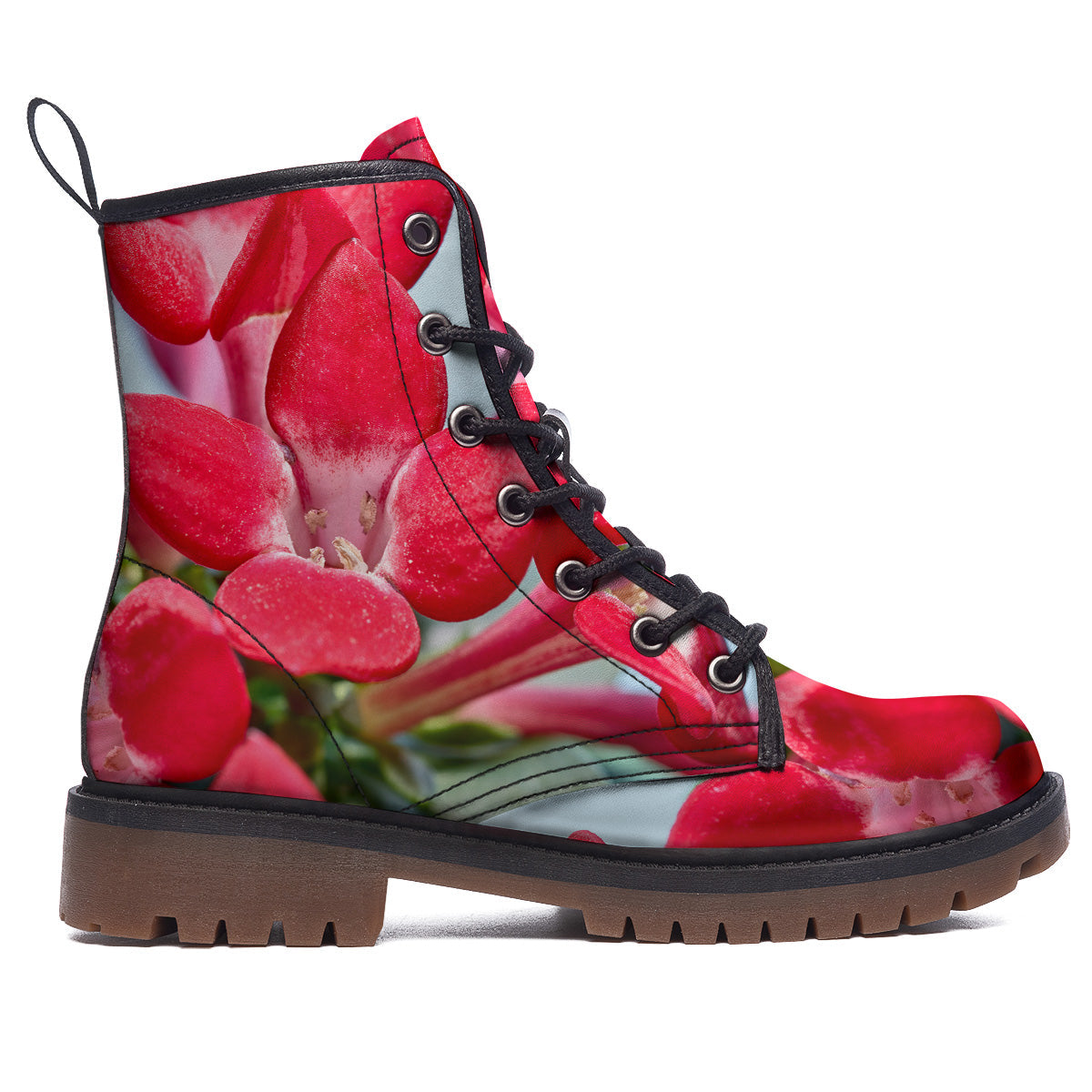 Flower Bouvardia Print Work Boots-grizzshop