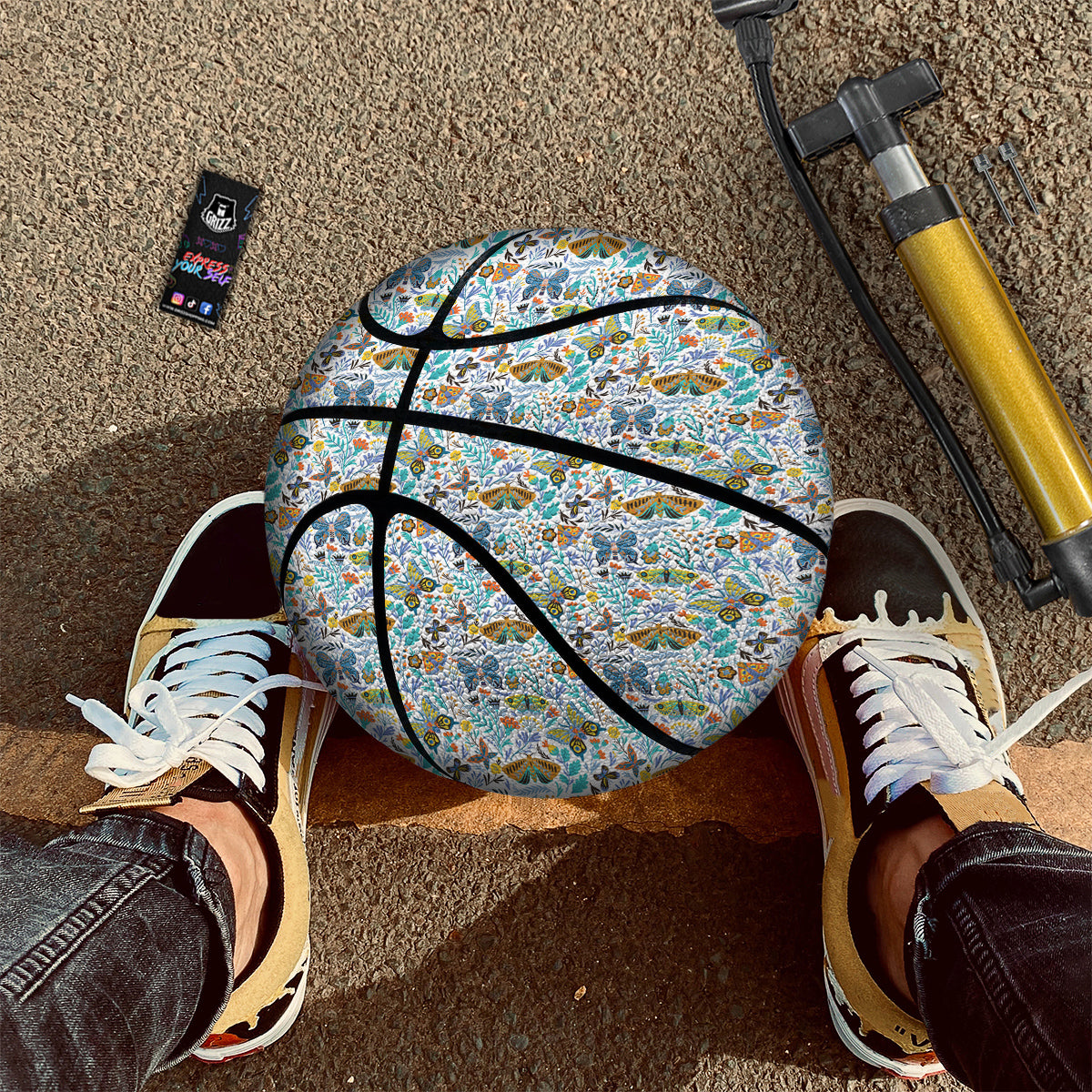 Flower Butterfly And Print Pattern Basketball-grizzshop