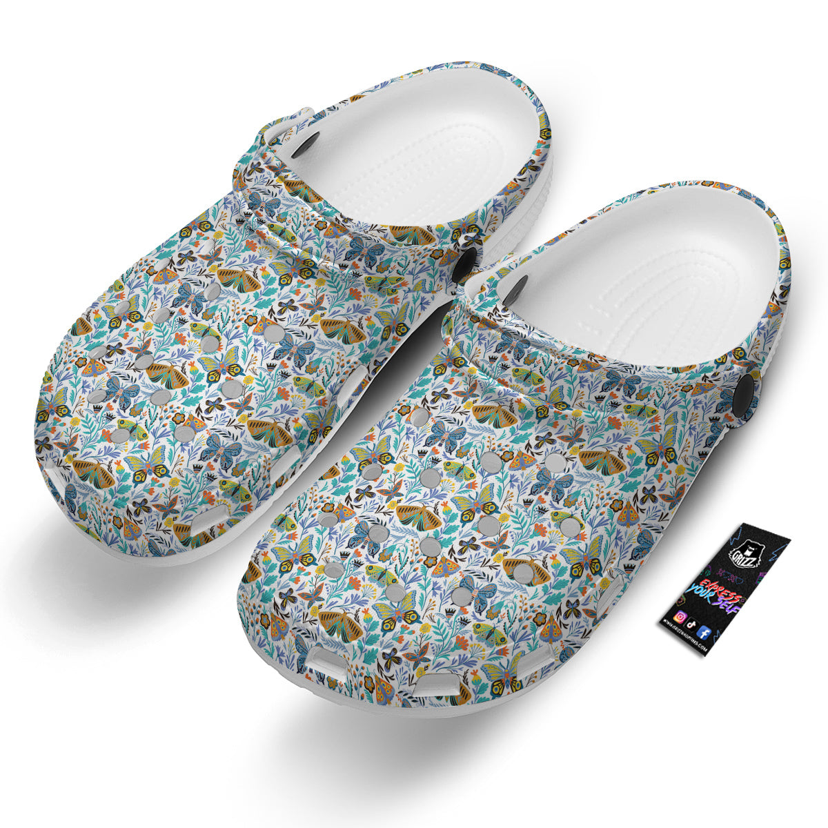 Flower Butterfly And Print Pattern Clog-grizzshop