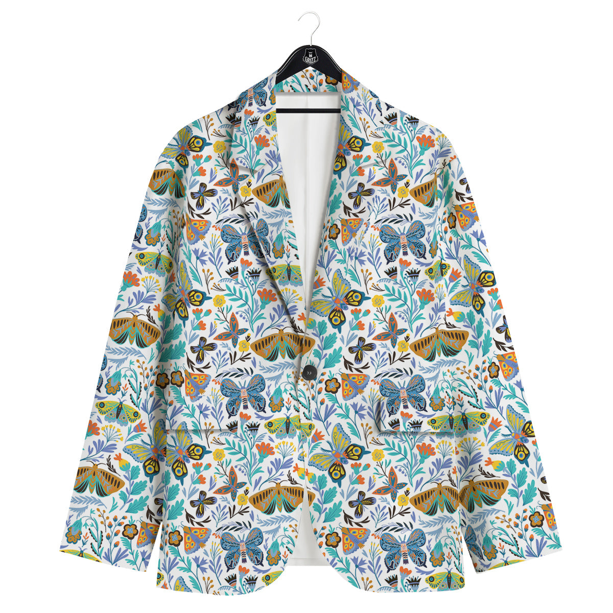 Flower Butterfly And Print Pattern Men's Sport Coat-grizzshop