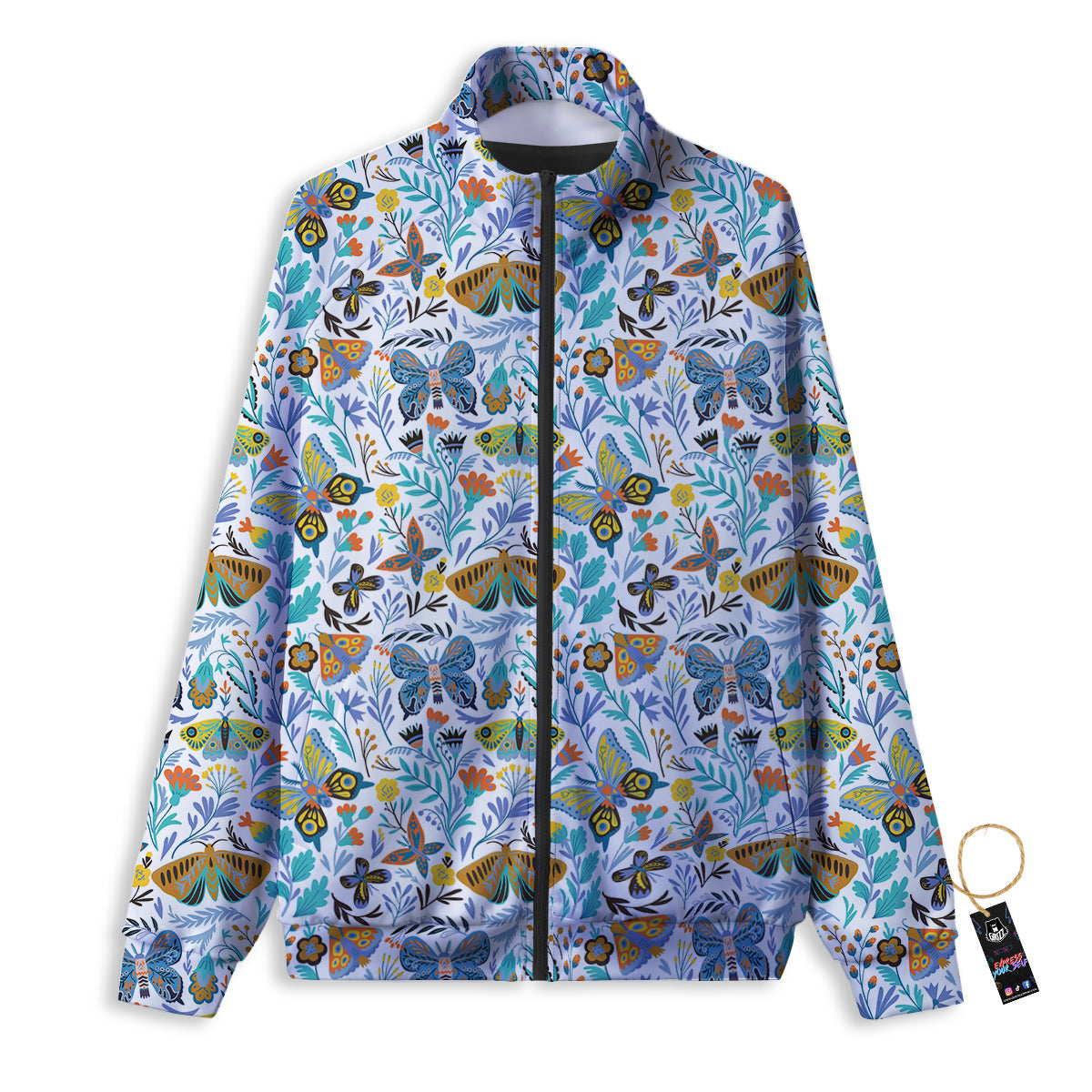 Flower Butterfly And Print Pattern Track Jacket-grizzshop