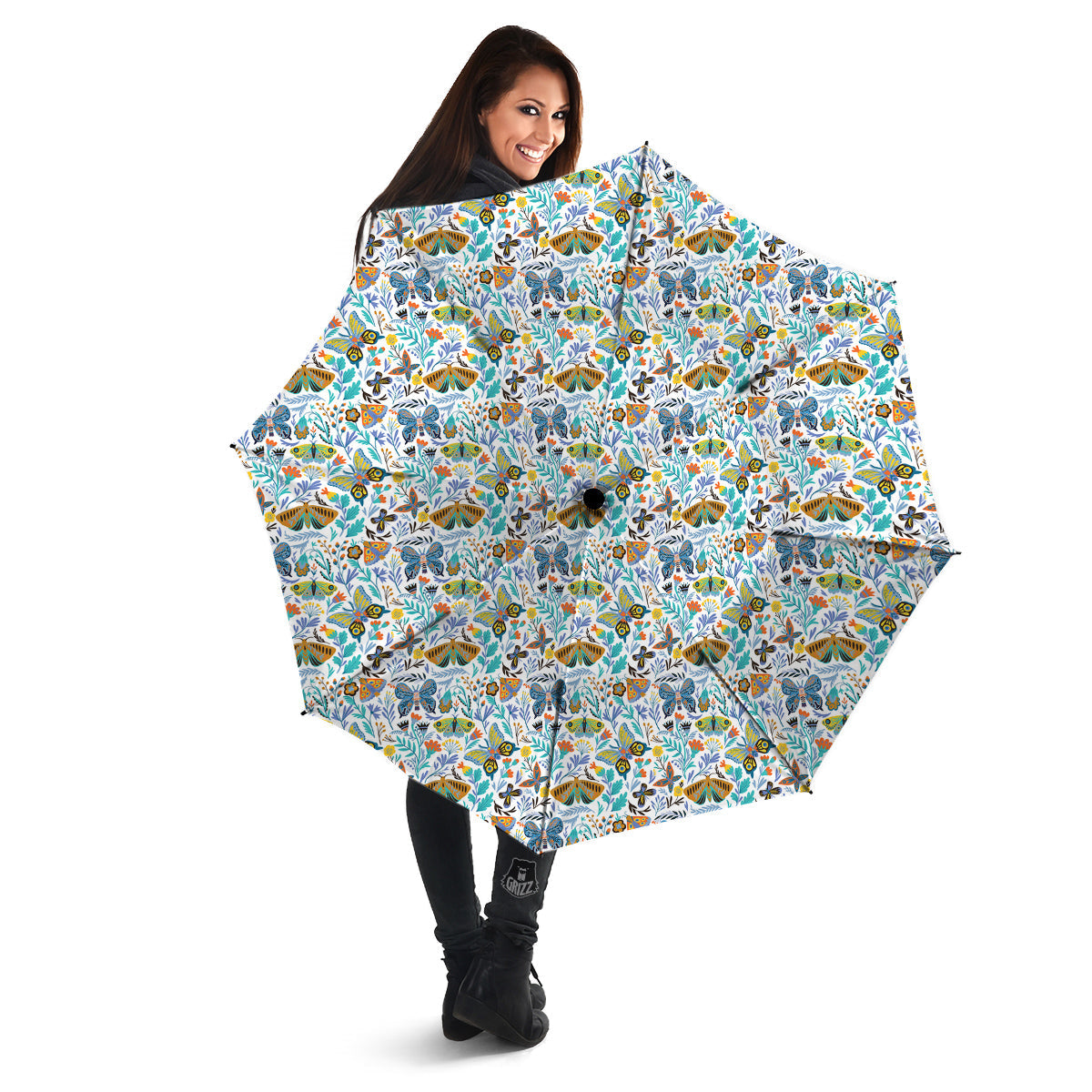 Flower Butterfly And Print Pattern Umbrella-grizzshop