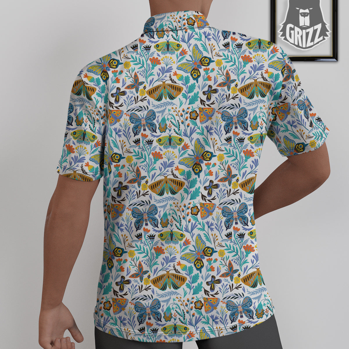 Flower Butterfly And Print Pattern Untucked Shirts-grizzshop