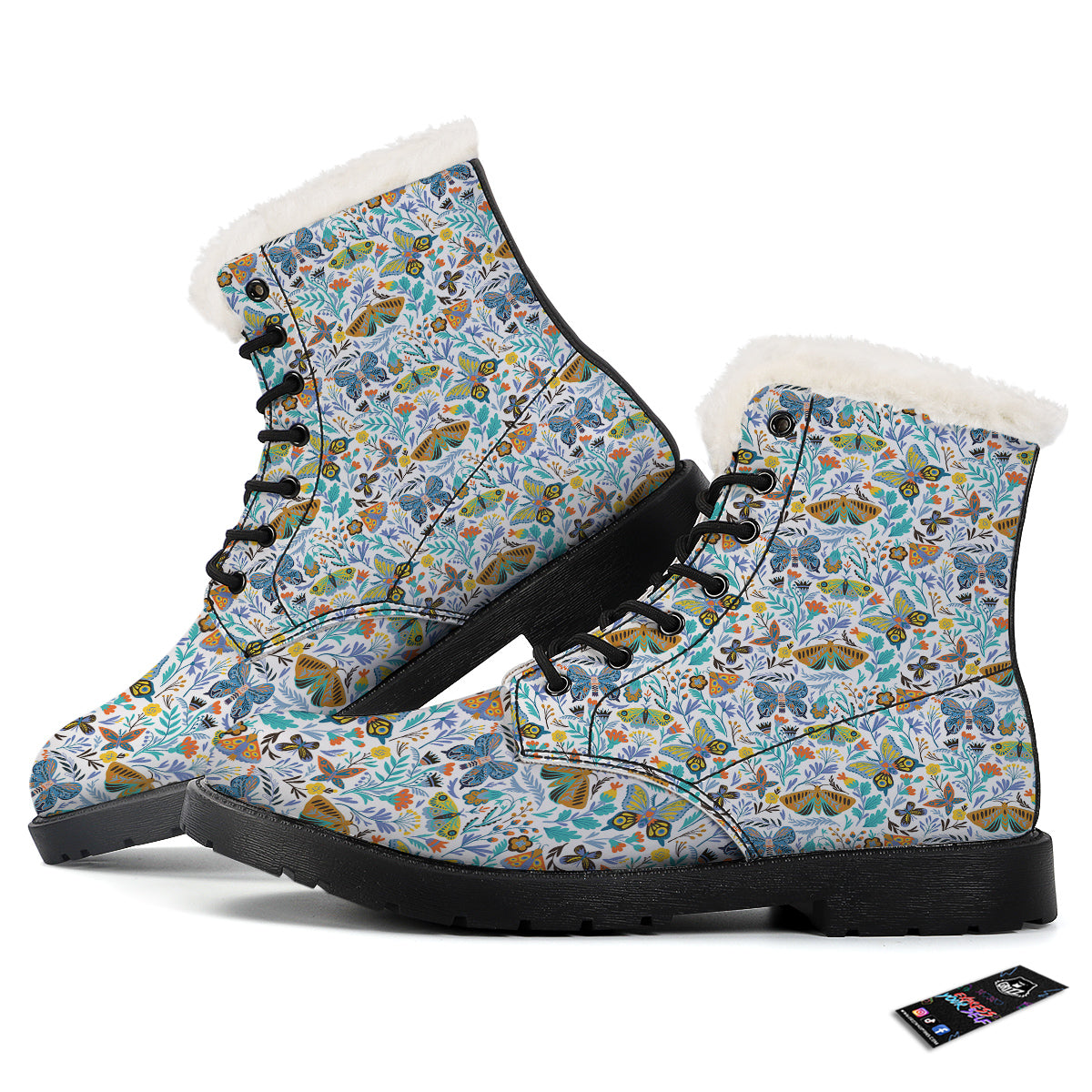 Flower Butterfly And Print Pattern Winter Boots-grizzshop