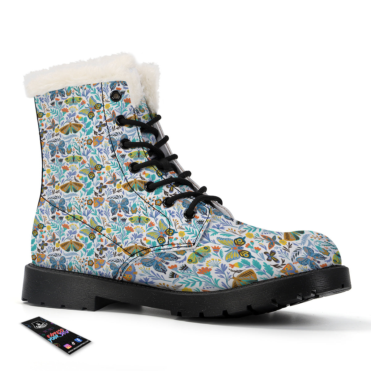 Flower Butterfly And Print Pattern Winter Boots-grizzshop