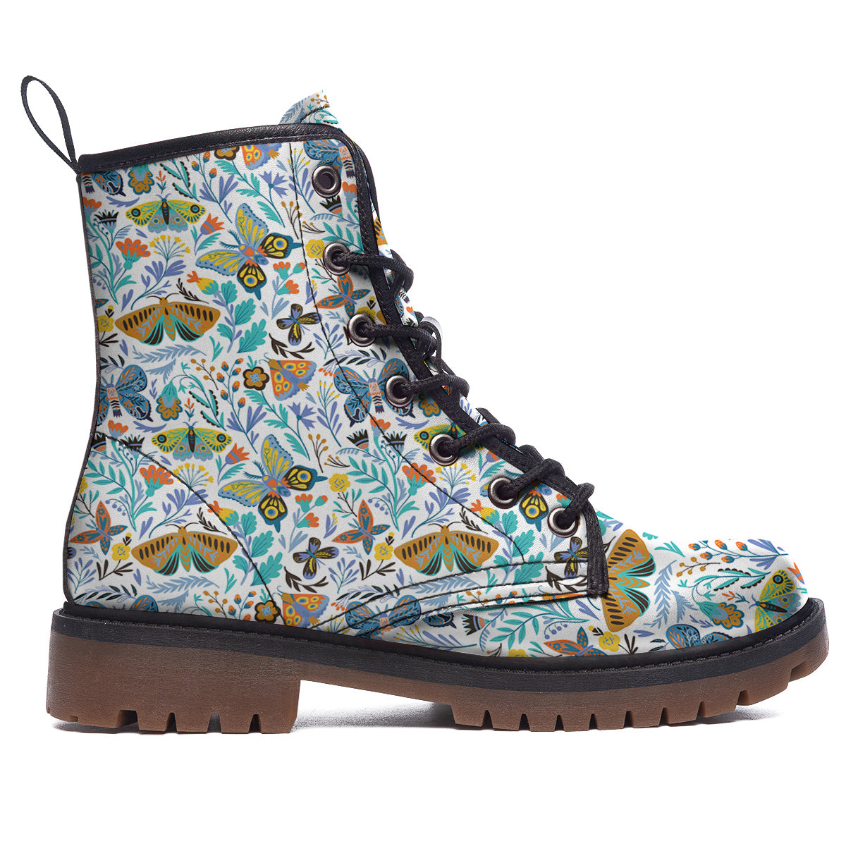 Flower Butterfly And Print Pattern Work Boots-grizzshop