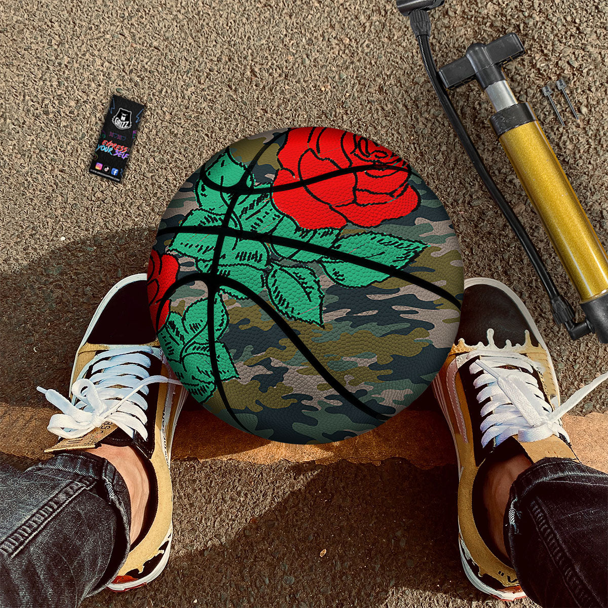 Flower Camouflage Red Rose Print Basketball-grizzshop