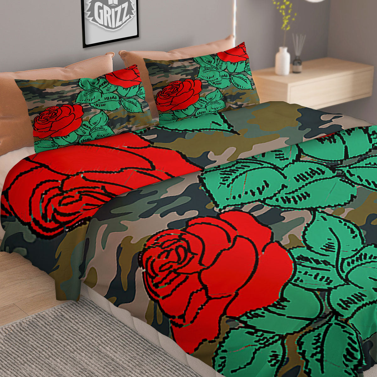 Floral Tulip Yellow Print Pattern Duvet Cover Bedding Set