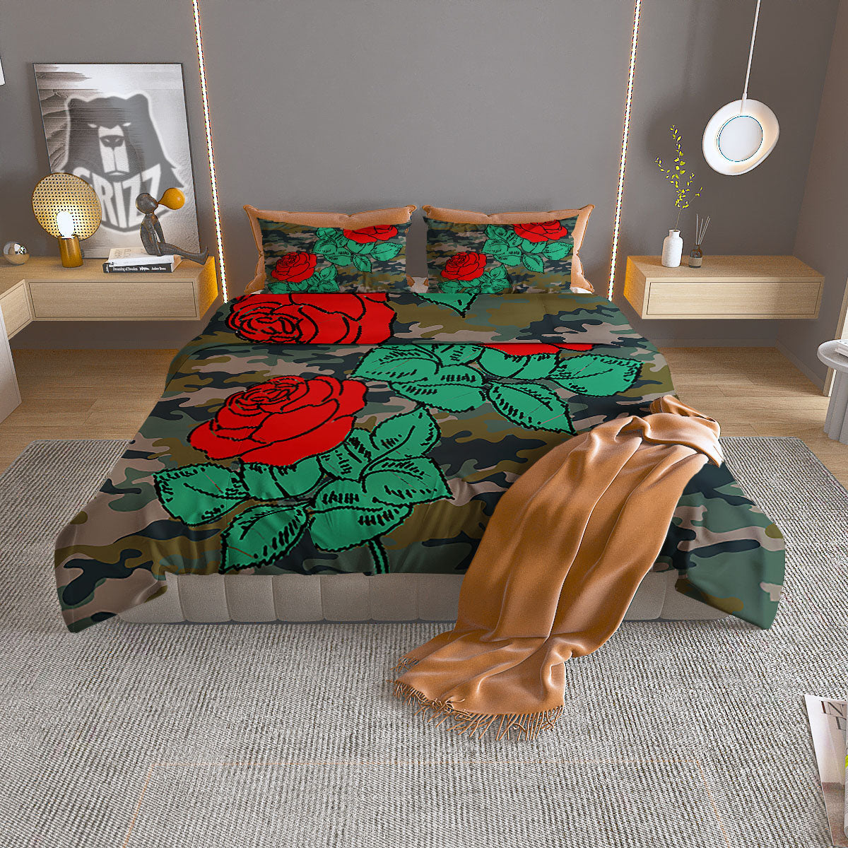 Floral Tulip Yellow Print Pattern Duvet Cover Bedding Set