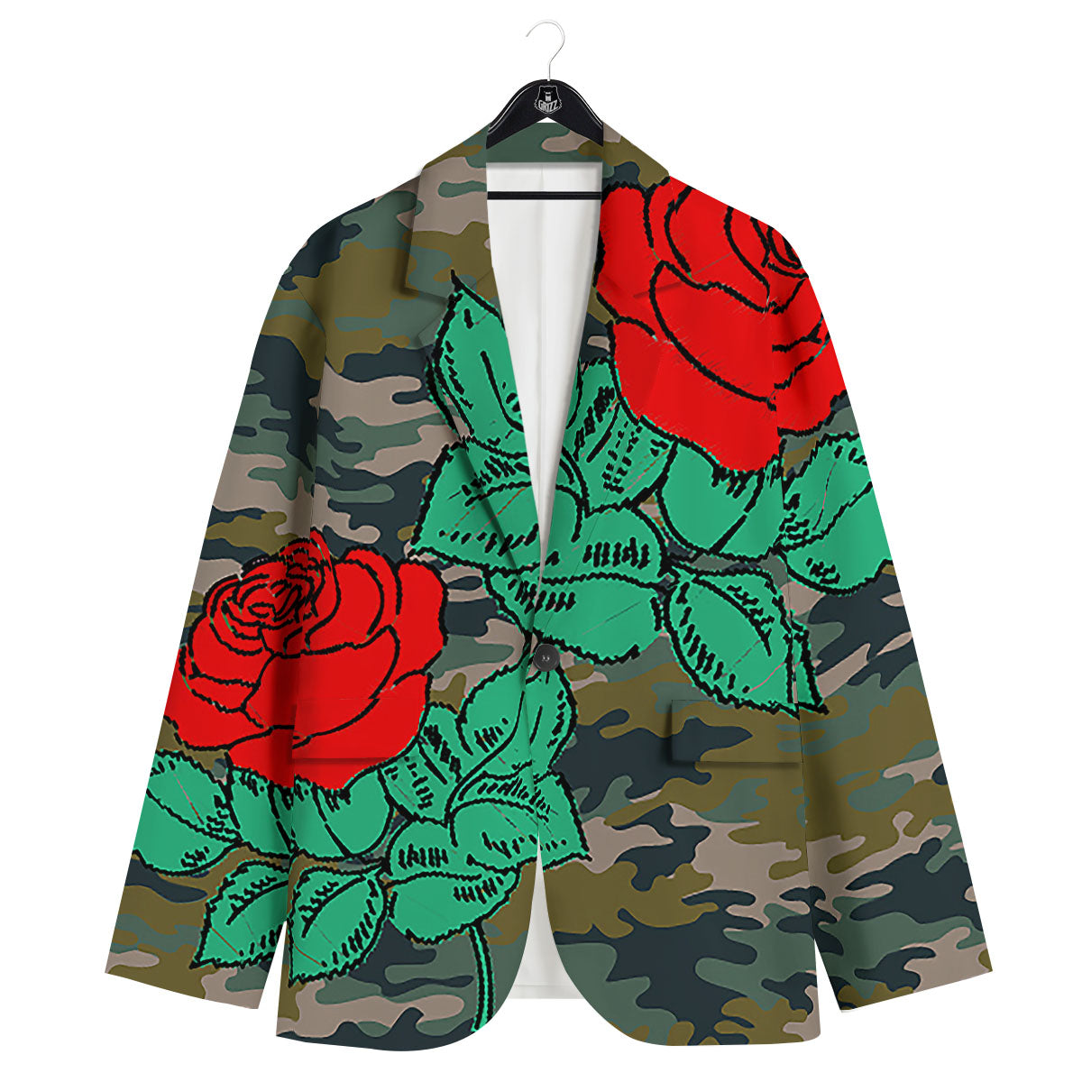 Flower Camouflage Red Rose Print Men's Sport Coat-grizzshop