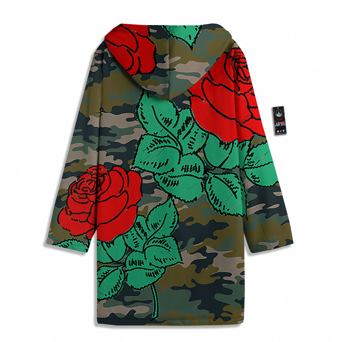 Flower Camouflage Red Rose Print Men's Windbreaker Jacket-grizzshop