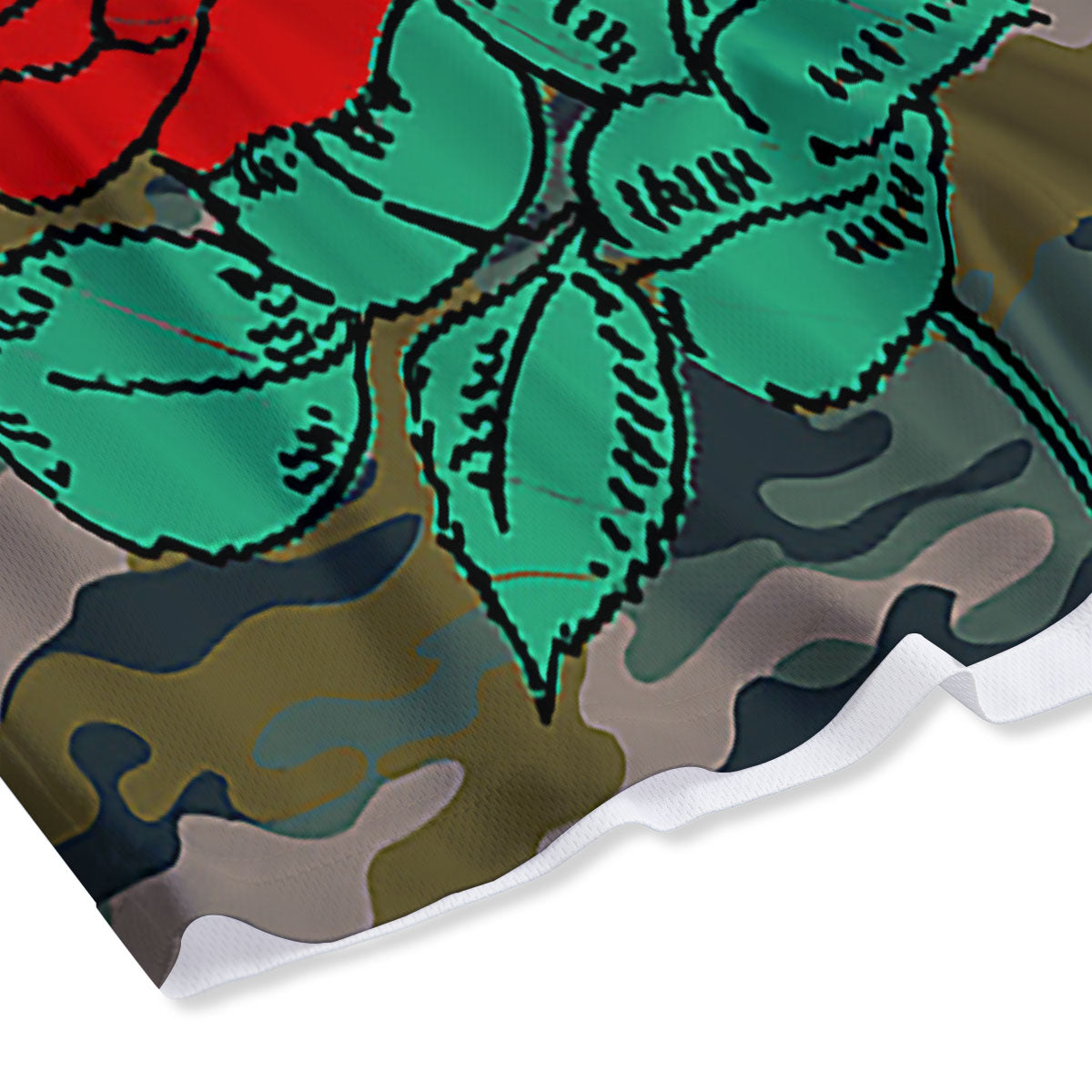 Flower Camouflage Red Rose Print Mesh Shorts