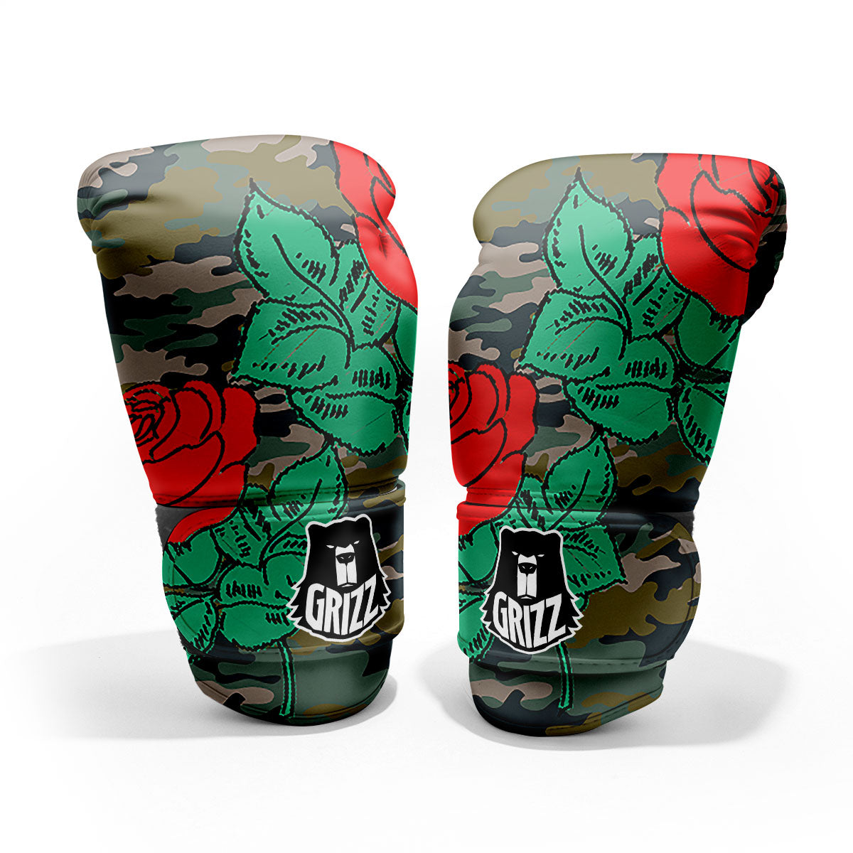 Flower Camouflage Red Rose Print Sparring Gloves-grizzshop
