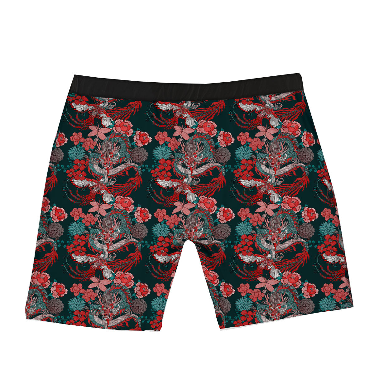 Flower Chinese Dragon Print Pattern Boxer Briefs-grizzshop