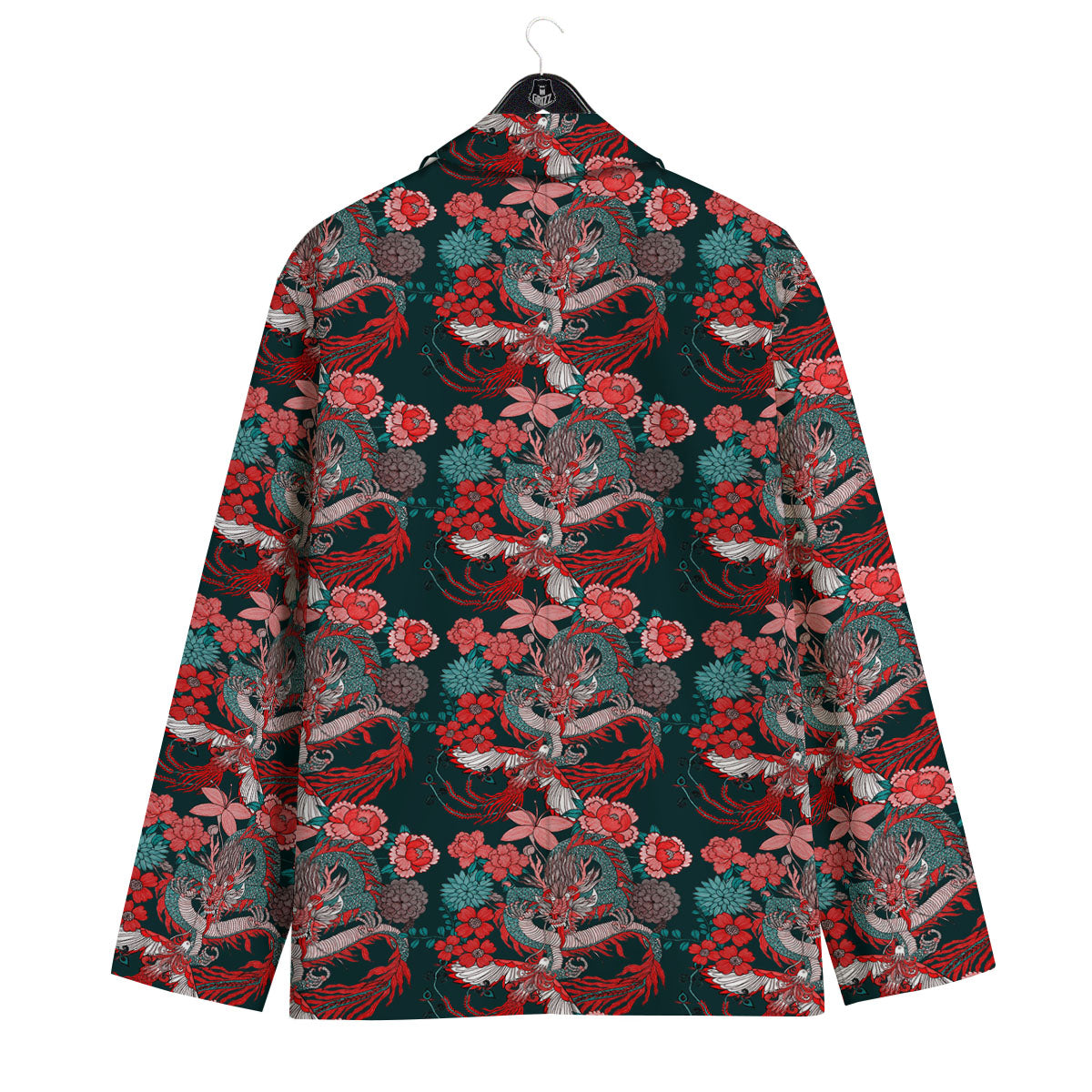 Flower Chinese Dragon Print Pattern Men's Sport Coat-grizzshop