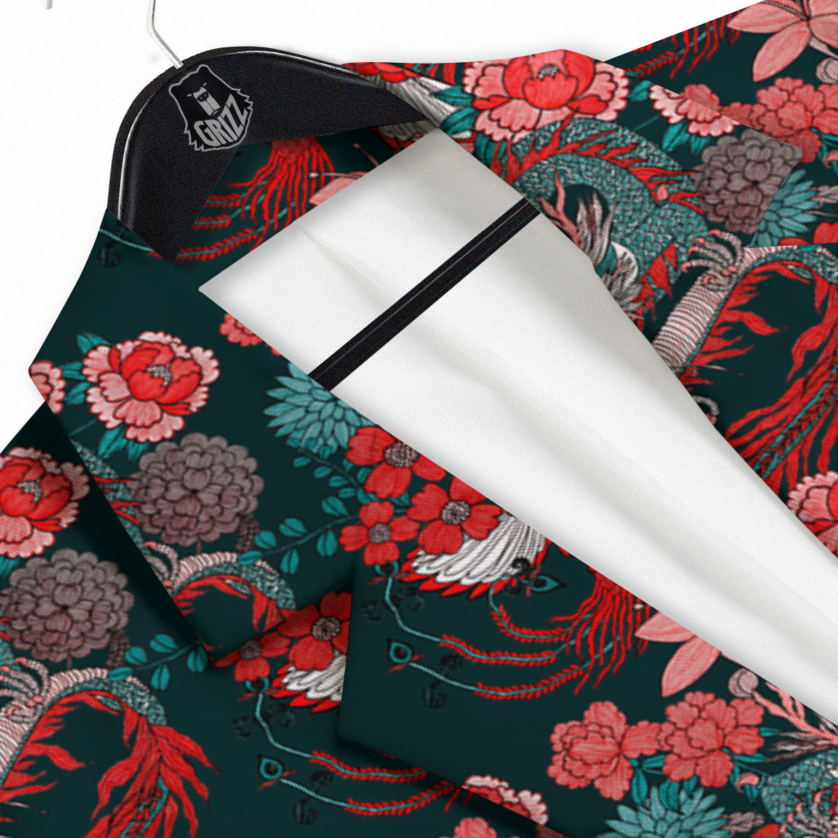 Flower Chinese Dragon Print Pattern Men's Sport Coat-grizzshop
