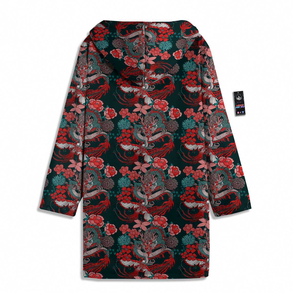 Flower Chinese Dragon Print Pattern Men's Windbreaker Jacket-grizzshop