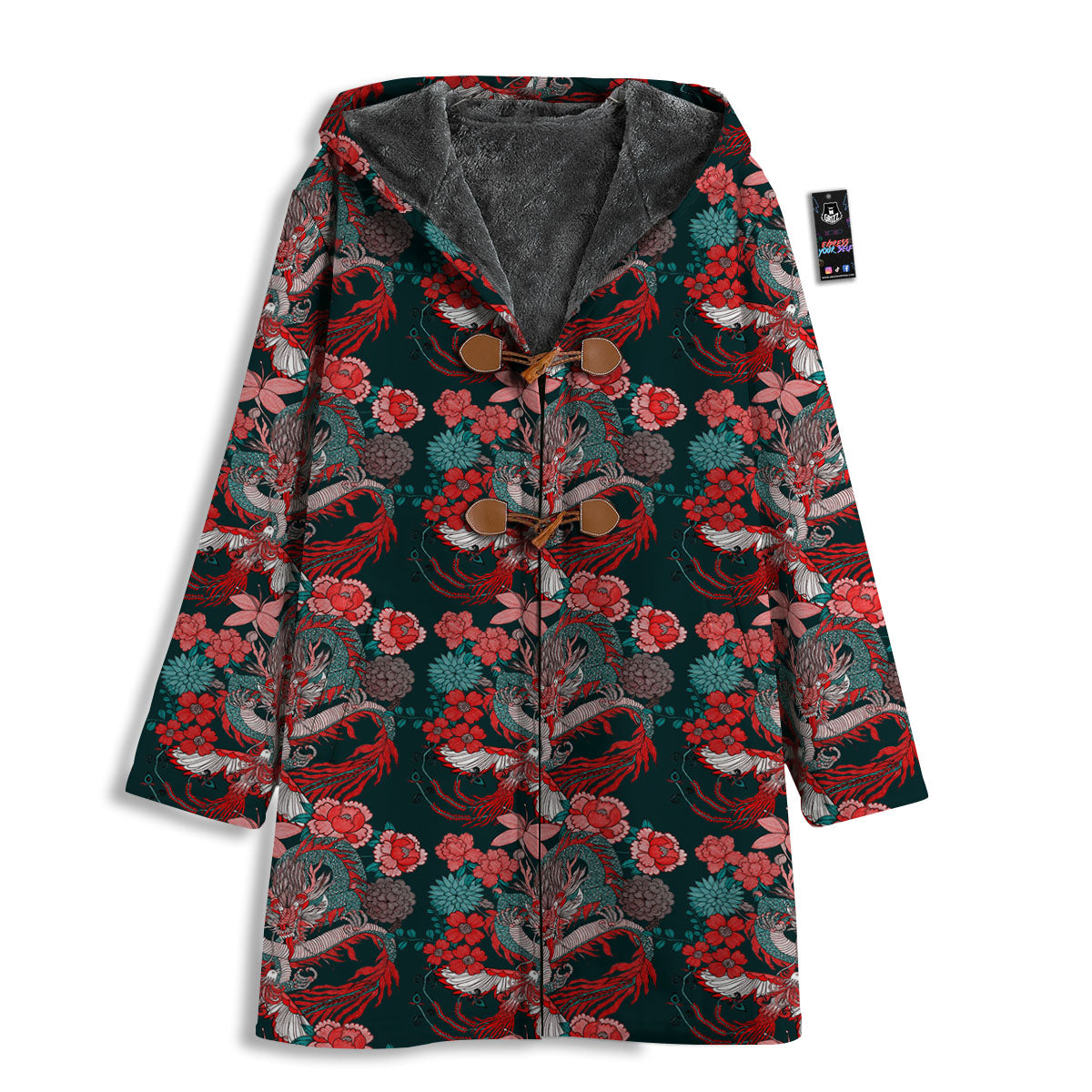 Flower Chinese Dragon Print Pattern Men's Windbreaker Jacket-grizzshop